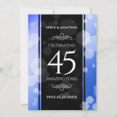 Elegant 45. Sapphire Hochzeit Jahrestag Einladung (Vorderseite)