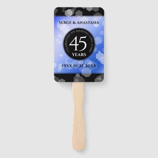 Elegant 45. Sapphire Hochzeit Jahrestag Fächer (Rückseite)