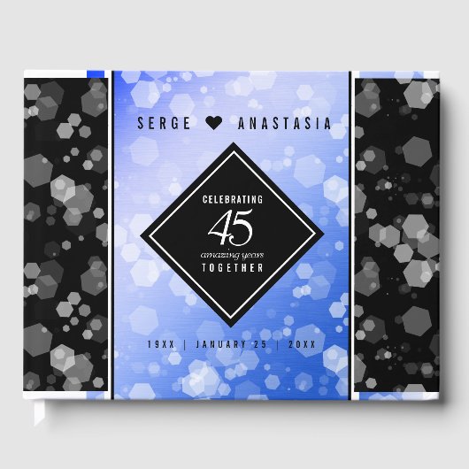 Elegant 45. Sapphire Hochzeit Jahrestag Gästebuch (Vorderseite)
