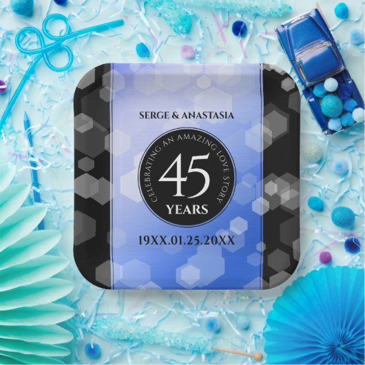 Elegant 45. Sapphire Hochzeit Jahrestag Pappteller (Party)