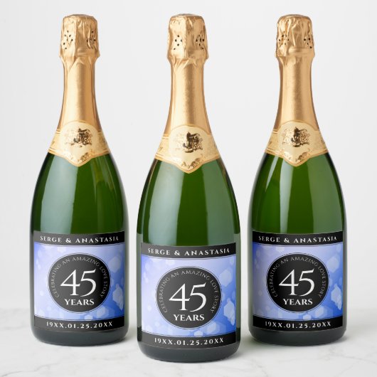 Elegant 45. Sapphire Hochzeit Jahrestag Schaumweinetikett (Flaschen)