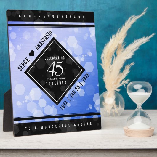 Elegant 45. Sapphire Wedding Anniversary Plaque Fotoplatte (Seite)