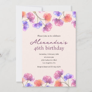 Elegant 46. Geburtstag Einladungen Boho Floral Chi