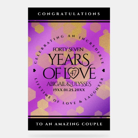 Elegant 47. Geburtstag von Amethyst Acrylschild (Vorderseite)