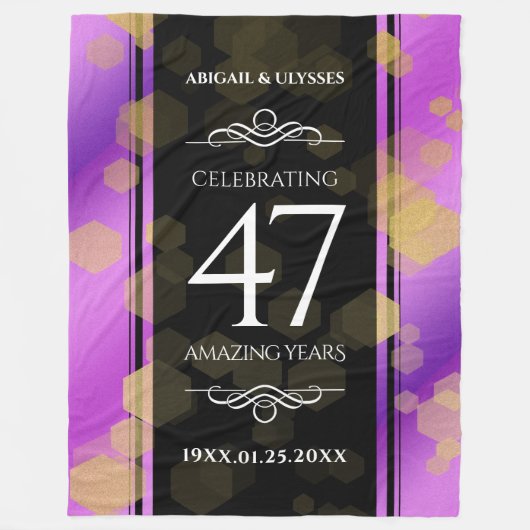 Elegant 47. Geburtstag von Amethyst Fleecedecke (Vorderseite)