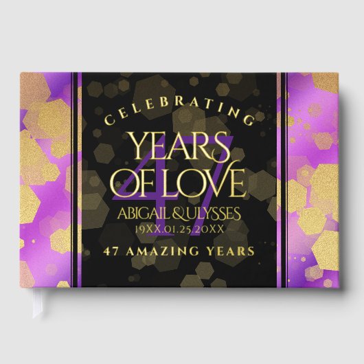 Elegant 47. Geburtstag von Amethyst Gästebuch (Vorderseite)