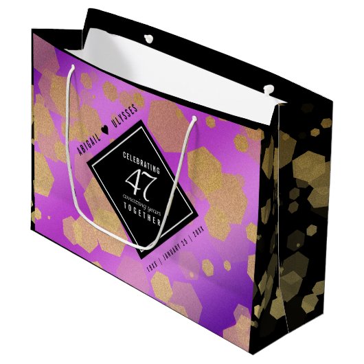 Elegant 47. Geburtstag von Amethyst Große Geschenktüte (Vorderseite Schrägansicht)
