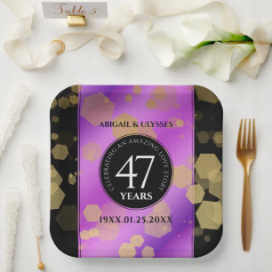 Elegant 47. Geburtstag von Amethyst Pappteller