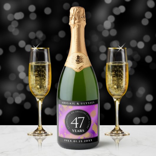 Elegant 47. Geburtstag von Amethyst Schaumweinetikett