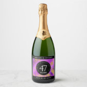 Elegant 47. Geburtstag von Amethyst Schaumweinetikett (Vorderseite)