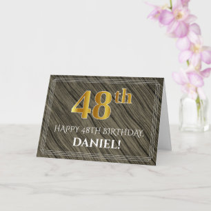 Elegant 48. Geburtstag: Imitate Holz, Imitate Gold Karte