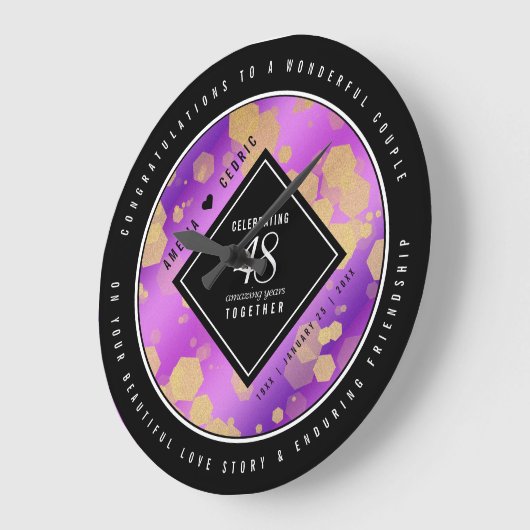 Elegant 48. Geburtstag von Amethyst Große Wanduhr (Winkel)