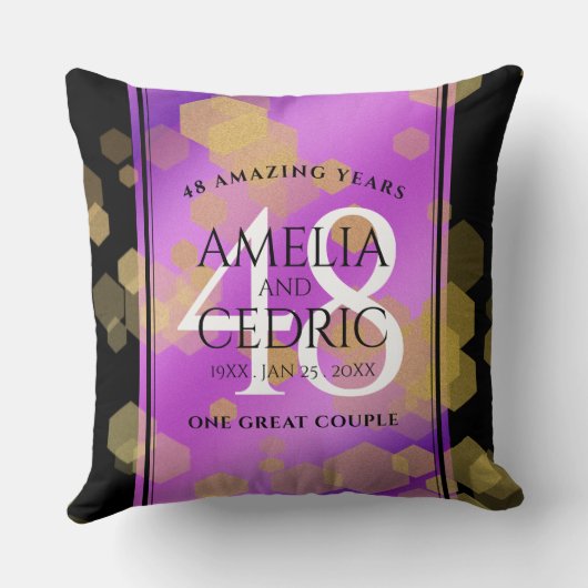 Elegant 48. Geburtstag von Amethyst Kissen (Rückseite)