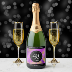 Elegant 48. Geburtstag von Amethyst Schaumweinetikett
