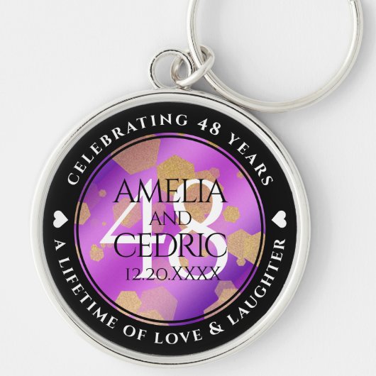 Elegant 48. Geburtstag von Amethyst Schlüsselanhänger (Vorne)