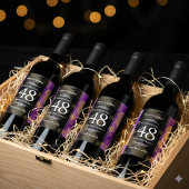 Elegant 48. Geburtstag von Amethyst Weinetikett