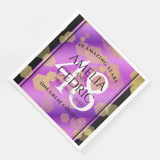 Elegant 48th Amethyst Wedding Anniversary Serviette (Ecke)