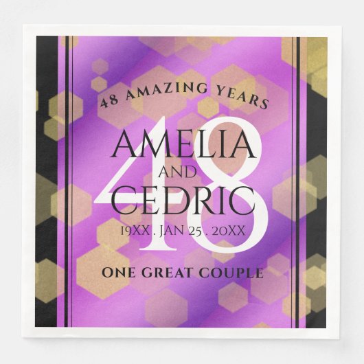 Elegant 48th Amethyst Wedding Anniversary Serviette (Vorderseite)