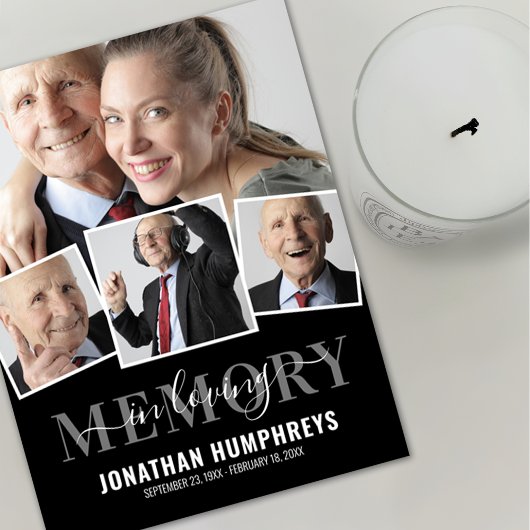 Elegant 4 Foto Beerdigung Dankeskarte