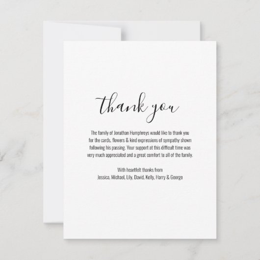 Elegant 4 Foto Beerdigung Dankeskarte (Rückseite)