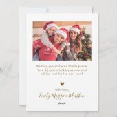 Elegant 4 Foto Collage Gold Script Weihnachten (Rückseite)