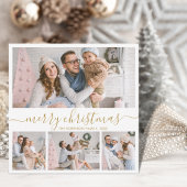 Elegant 4 Foto Collage Gold Script Weihnachten