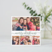 Elegant 4 Foto Collage Grün Skript Weihnachten (Stehend Vorderseite)