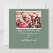 Elegant 4 Foto Collage Grün Skript Weihnachten (Rückseite)