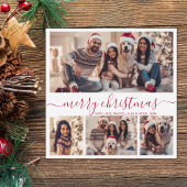 Elegant 4 Foto Collage Rotes Skript Weihnachten