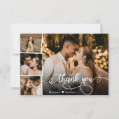Elegant 4 Foto Collage Wedding Dankeschön Karte (Vorderseite)