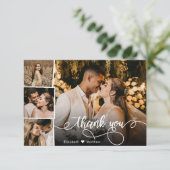 Elegant 4 Foto Collage Wedding Dankeschön Karte (Stehend Vorderseite)