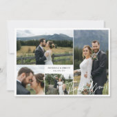 Elegant 4 Foto Collage Wedding Vielen Dank Dankeskarte (Vorderseite)