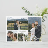Elegant 4 Foto Collage Wedding Vielen Dank Dankeskarte (Stehend Vorderseite)