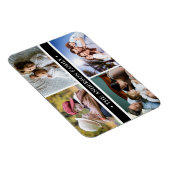 Elegant 4 FotoCollage Schwarzer Streifen Magnet (Rechte Seite)