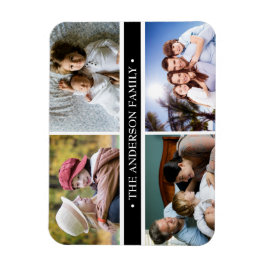 Elegant 4 FotoCollage Schwarzer Streifen Magnet
