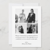 Elegant 4-Photo Black & White Script Wedding Dankeskarte (Rückseite)