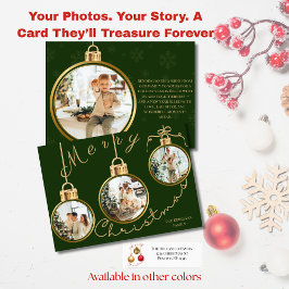 Elegant 4 Photo Gold Ornament Christmas Card Feiertagskarte