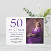 Elegant 50 and Fabulous 50th Birthday Photo Einladung (Stehend Vorderseite)