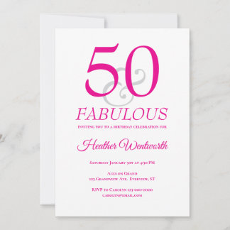 Elegant 50 and Fabulous 50th Birthday Pink Einladung