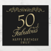 Elegant 50 and Fabulous Ornament 50th Birthday Schaumweinetikett (Einzelnes Label)