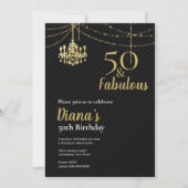 Elegant 50 & Fab 50. Geburtstag Goldener Kronleuch Einladung (Vorderseite)