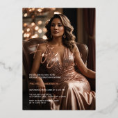 Elegant 50 & Fabulous Foto Rose Gold Folieneinladung (Vorderseite)