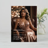 Elegant 50 & Fabulous Foto Rose Gold Folieneinladung (Stehend vorne)