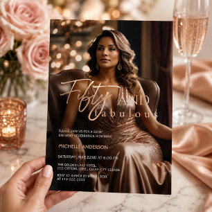 Elegant 50 & Fabulous Foto Rose Gold Folieneinladung