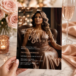 Elegant 50 & Fabulous Foto Rose Gold Folieneinladung