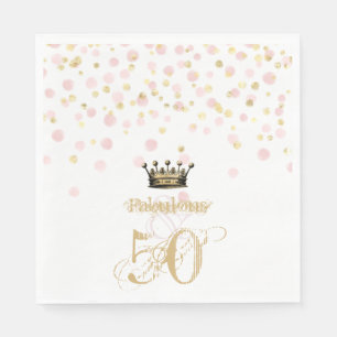 Elegant 50 & Fabulous Geburtstag Crown Gold Pink Serviette