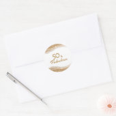 Elegant 50 & Fabulous Gold Birthday Runder Aufkleber (Umschlag)
