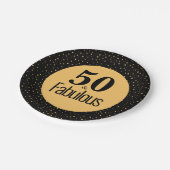 Elegant 50 & fabulous Gold Black Birthday Pappteller (Schrägansicht)