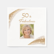 Elegant 50 & Fabulous Gold Foto Geburtstagsfeier