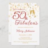 Elegant 50 & Fabulous Gold Glitzer Geburtstag Einladung (Vorne/Hinten)